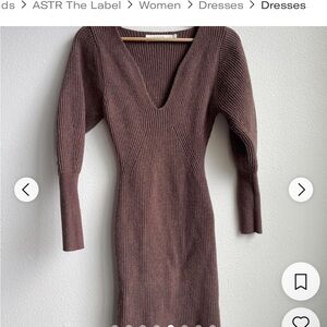 Astr the Label Brown Ribbed Knit Dress